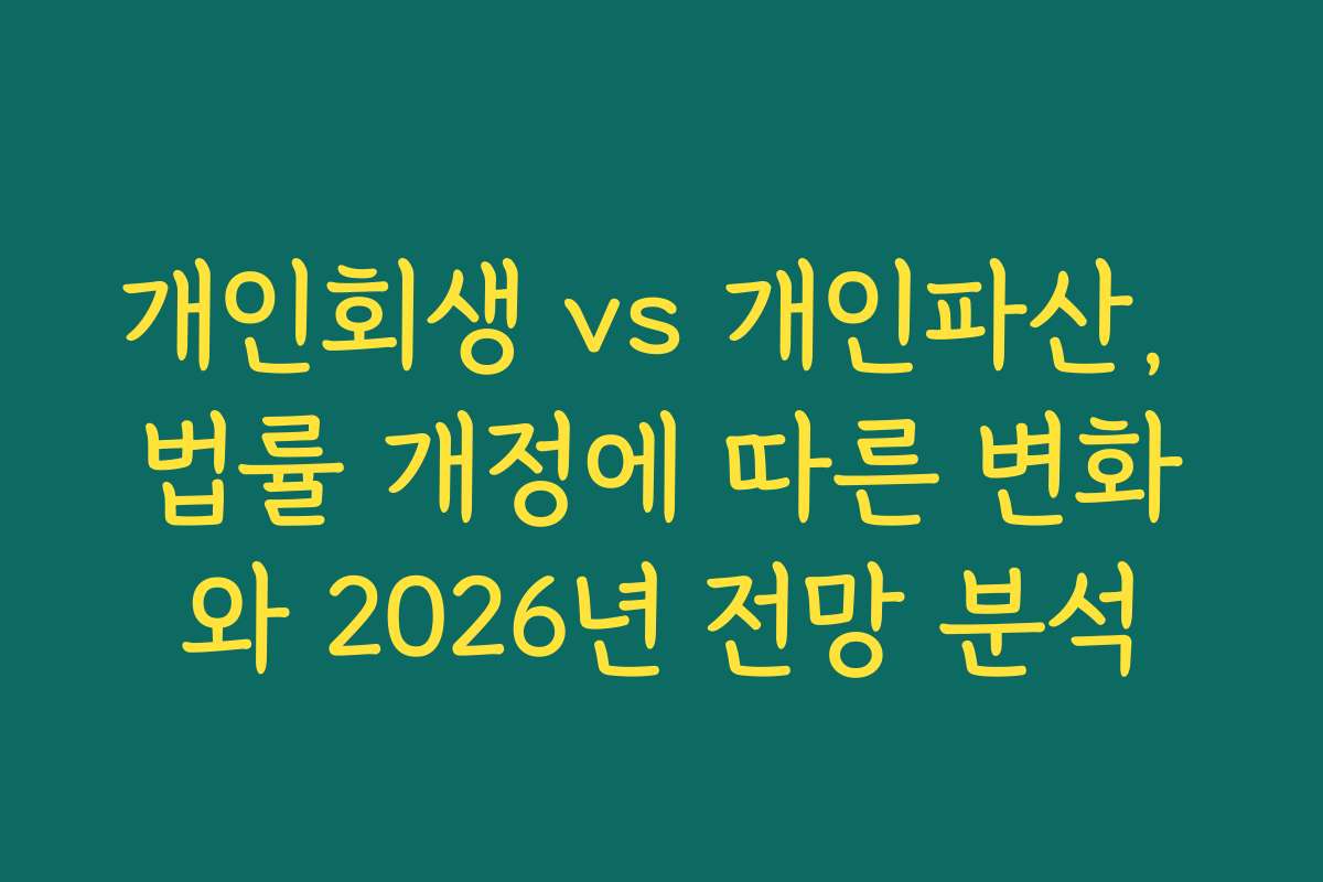개인회생 vs 개인파산, 법률 개정에 따른 변화와 2026년 전망 분석