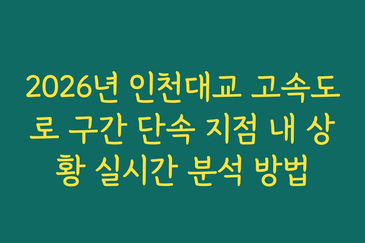 2026년 인천대교 고속도로 구간 단속 지점 내 상황 실시간 분석 방법
