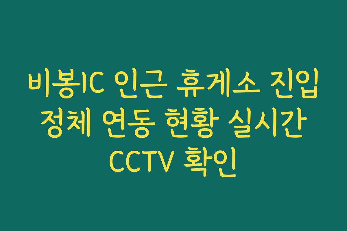 비봉IC 인근 휴게소 진입 정체 연동 현황 실시간 CCTV 확인