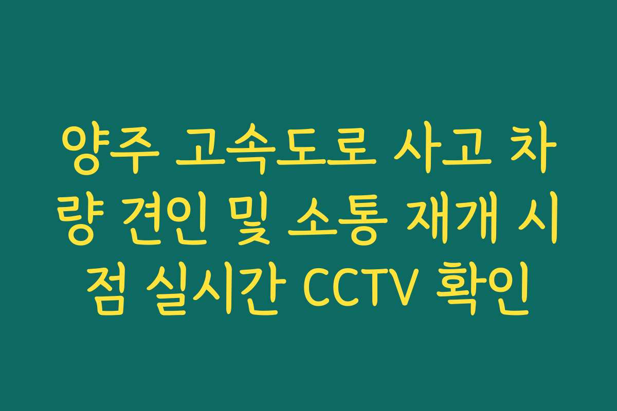양주 고속도로 사고 차량 견인 및 소통 재개 시점 실시간 CCTV 확인 양주 고속도로 사고 차량 견인 및 소통 재개 시점 실시간 CCTV 확인