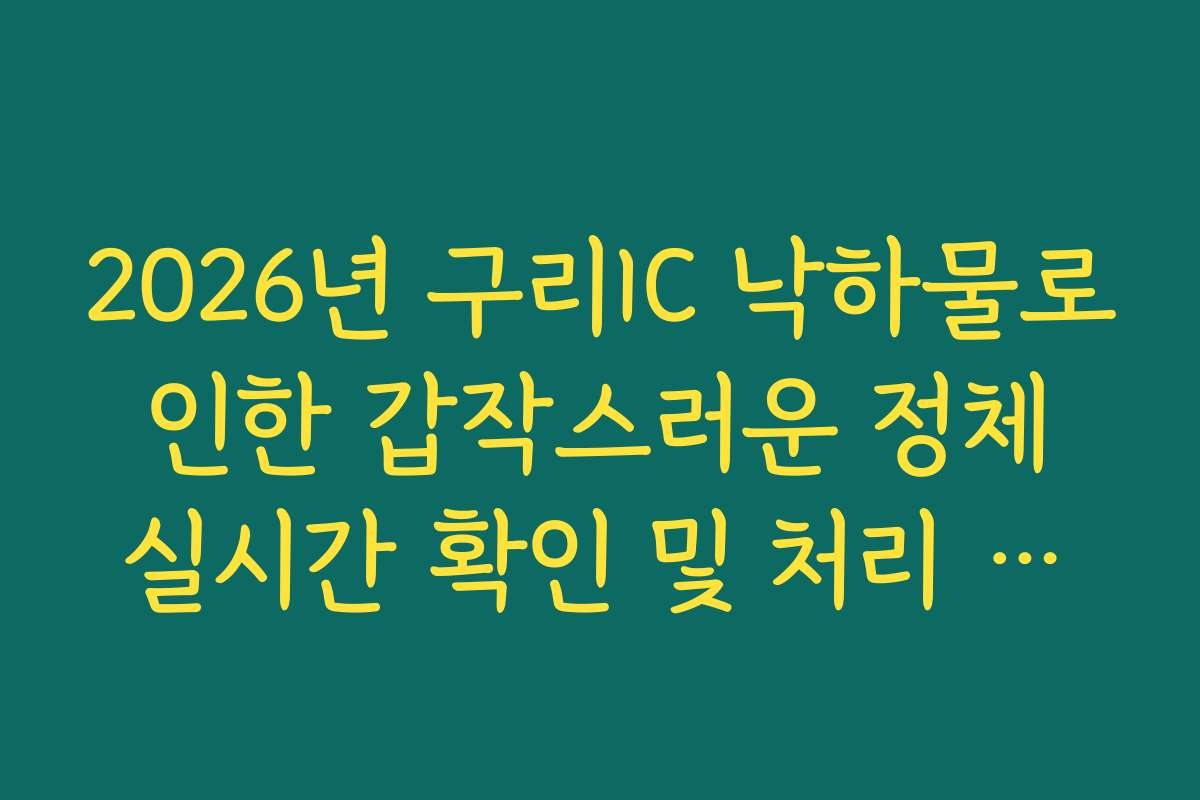 2026년 구리IC 낙하물로 인한 갑작스러운 정체 실시간 확인 및 처리 현황