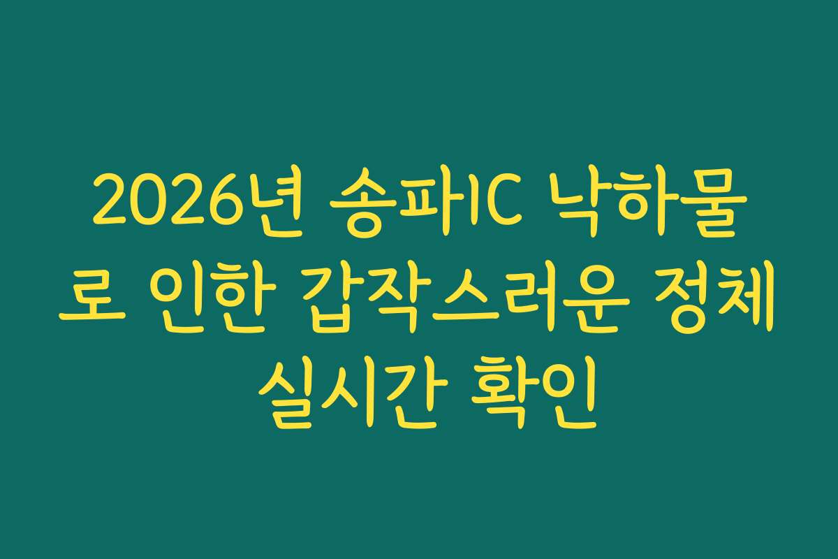 2026년 송파IC 낙하물로 인한 갑작스러운 정체 실시간 확인 2026년 송파IC 낙하물로 인한 갑작스러운 정체 실시간 확인