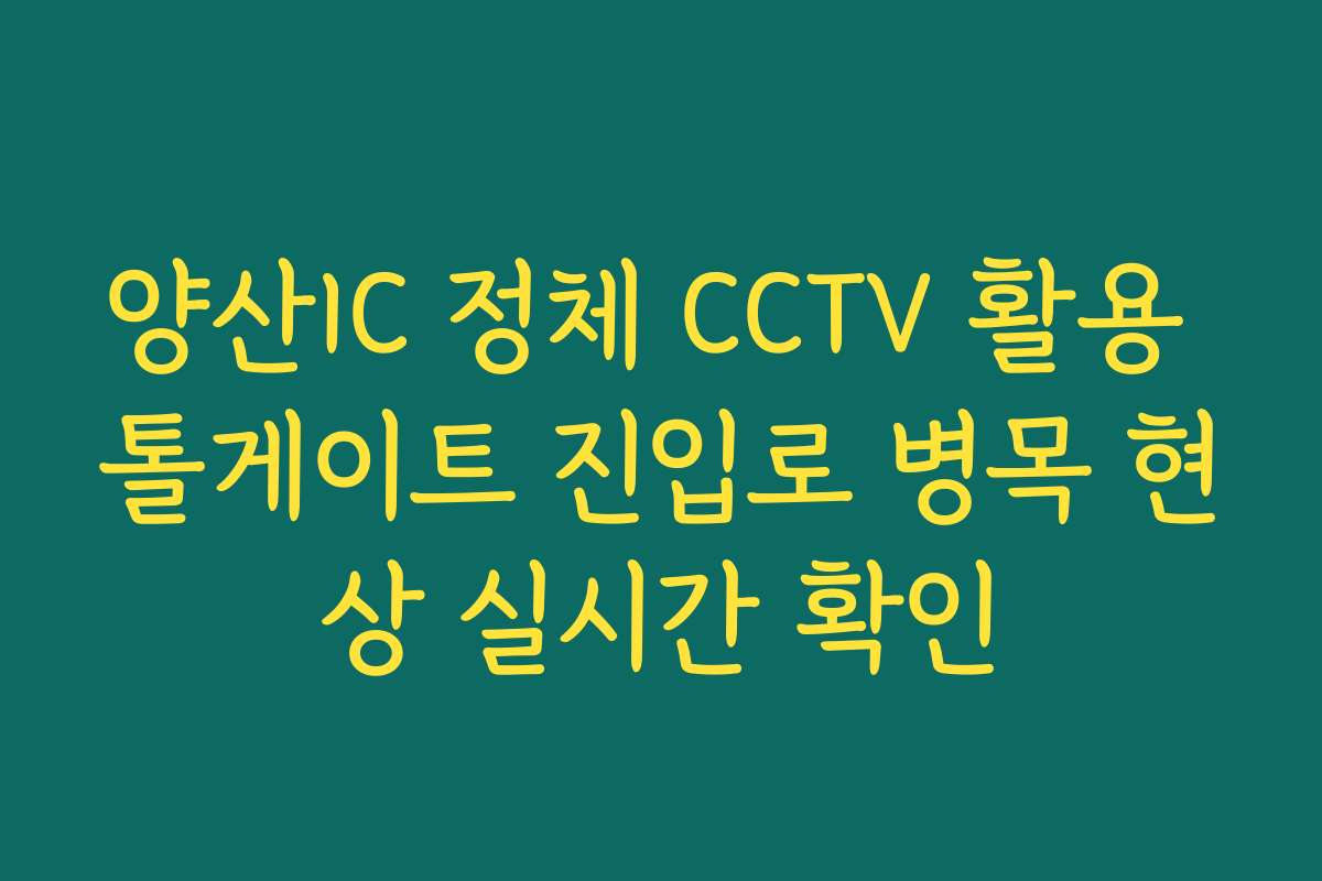양산IC 정체 CCTV 활용 톨게이트 진입로 병목 현상 실시간 확인
