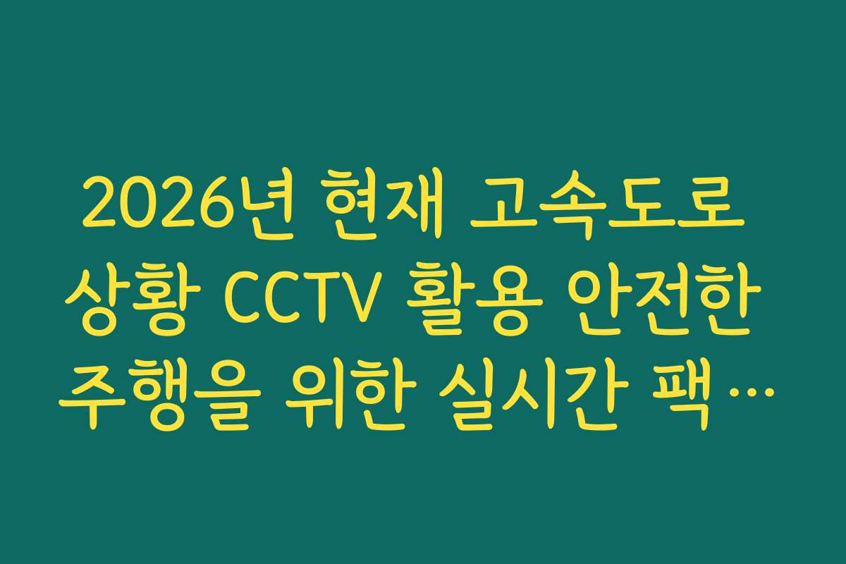 2026년 현재 고속도로 상황 CCTV 활용 안전한 주행을 위한 실시간 팩트 체크 2026년 현재 고속도로 상황 CCTV 활용 안전한 주행을 위한 실시간 팩트 체크