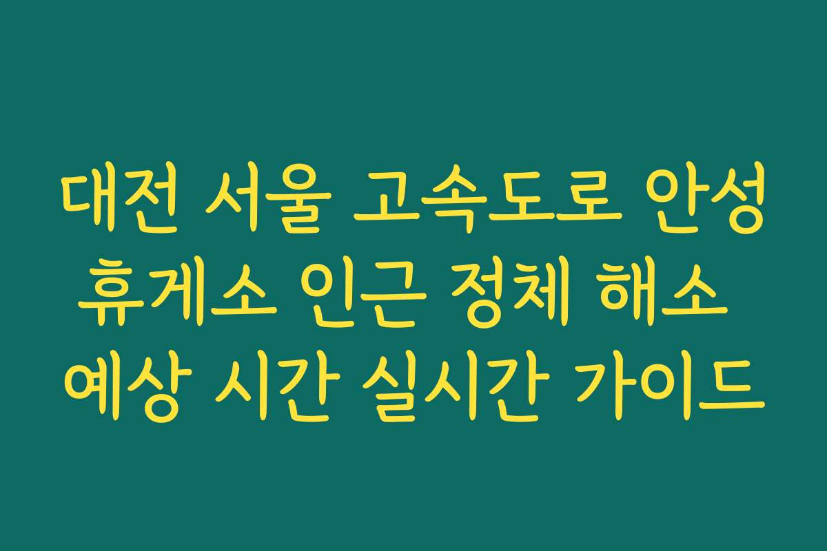 대전 서울 고속도로 안성휴게소 인근 정체 해소 예상 시간 실시간 가이드