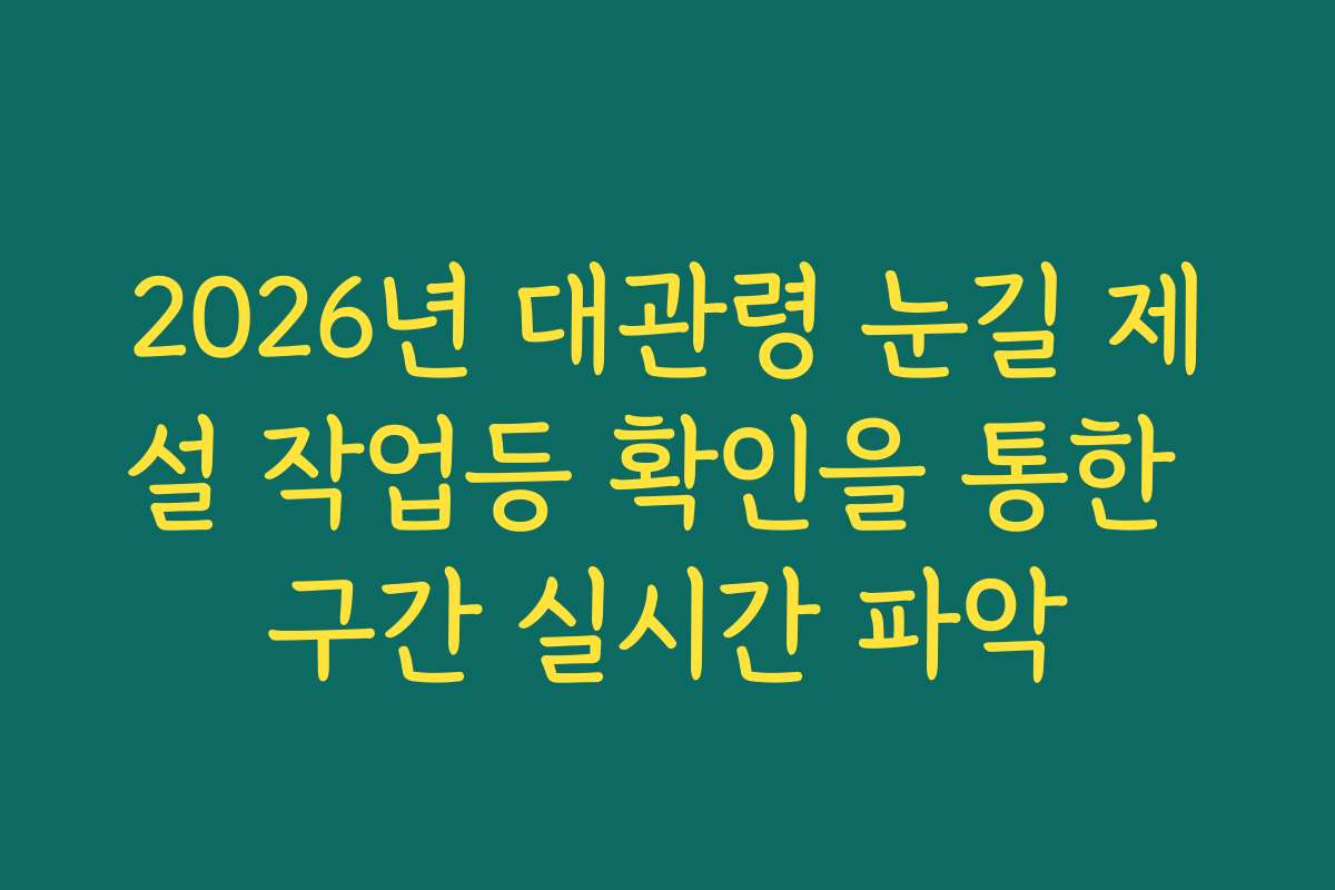 2026년 대관령 눈길 제설 작업등 확인을 통한 구간 실시간 파악