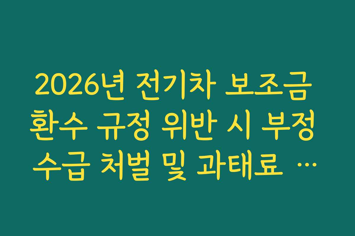2026년 전기차 보조금 환수 규정 위반 시 부정 수급 처벌 및 과태료 범위