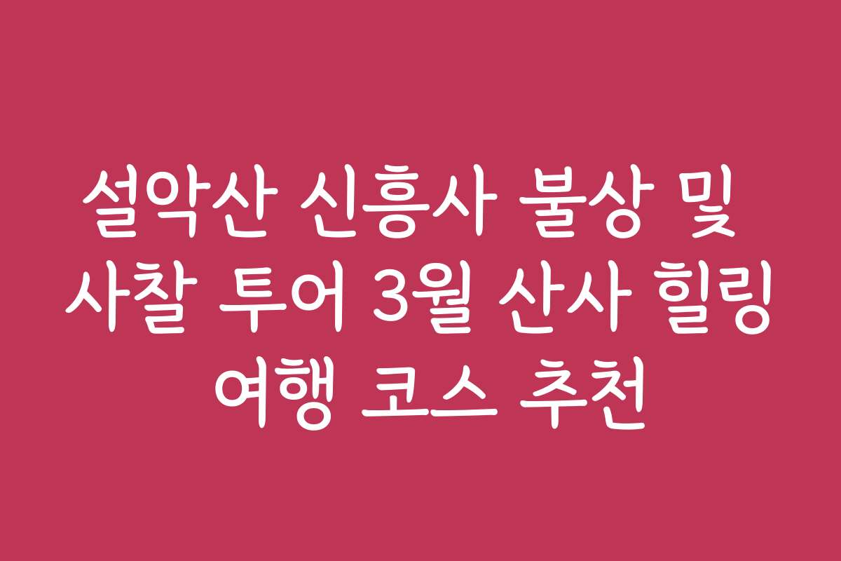 설악산 신흥사 불상 및 사찰 투어 3월 산사 힐링 여행 코스 추천