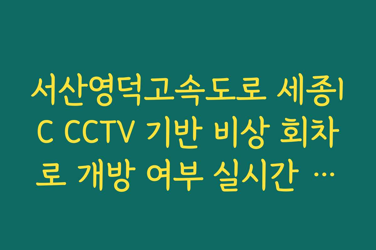 서산영덕고속도로 세종IC CCTV 기반 비상 회차로 개방 여부 실시간 확인 및 이용 확인