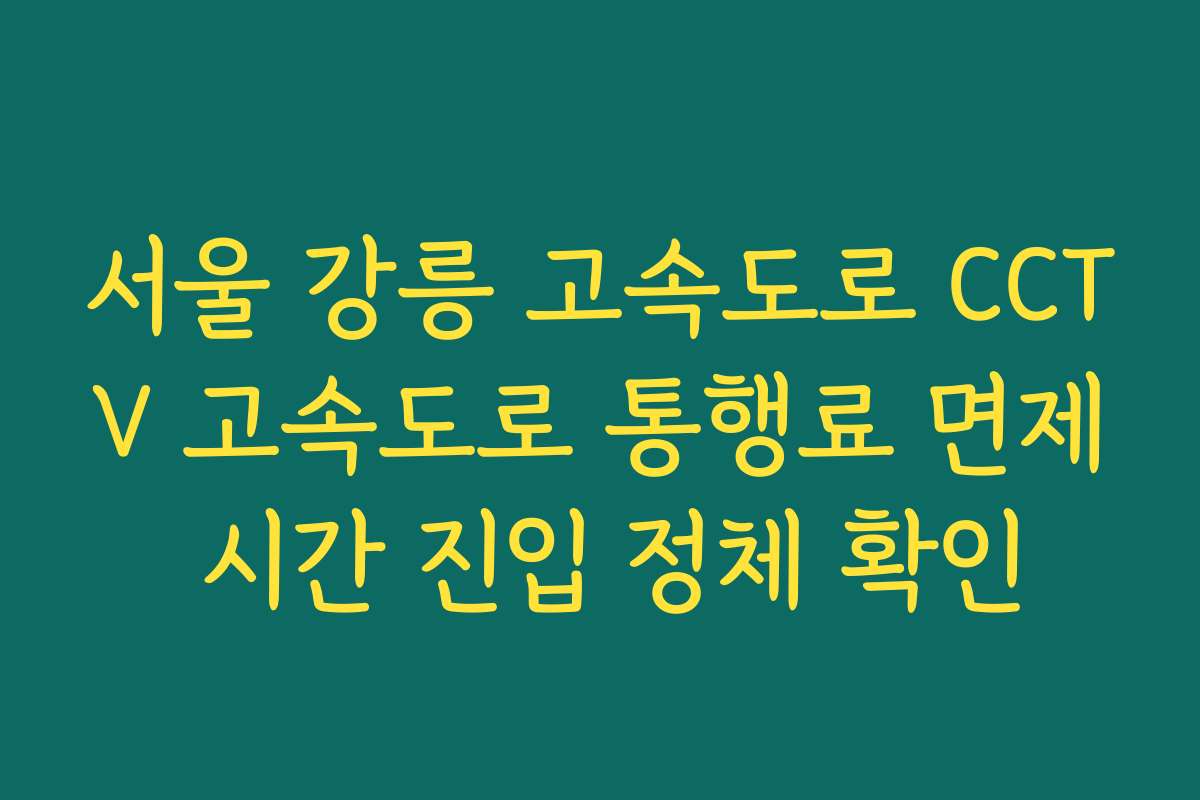 서울 강릉 고속도로 CCTV 고속도로 통행료 면제 시간 진입 정체 확인