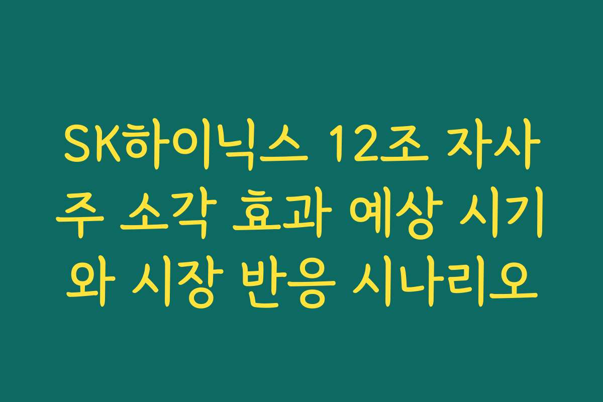 SK하이닉스 12조 자사주 소각 효과 예상 시기와 시장 반응 시나리오