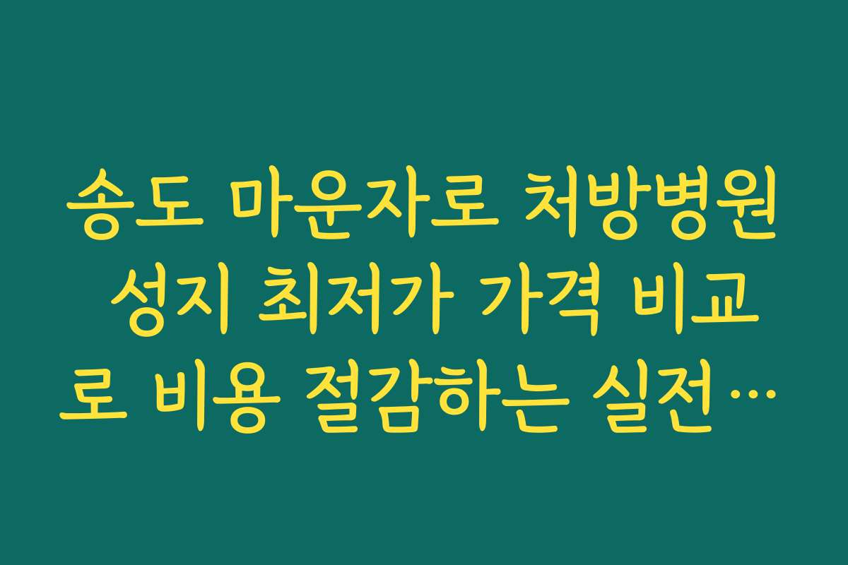 송도 마운자로 처방병원 성지 최저가 가격 비교로 비용 절감하는 실전 전략 소개