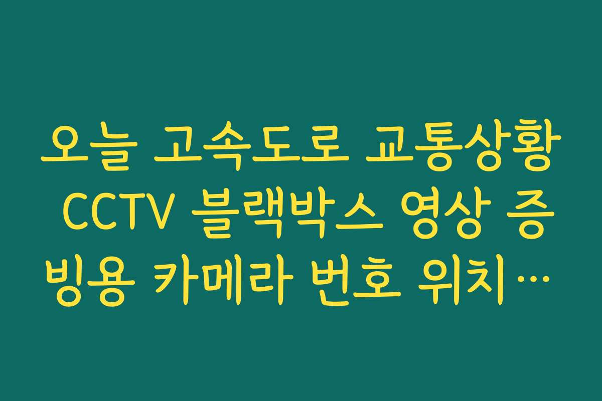 오늘 고속도로 교통상황 CCTV 블랙박스 영상 증빙용 카메라 번호 위치 안내