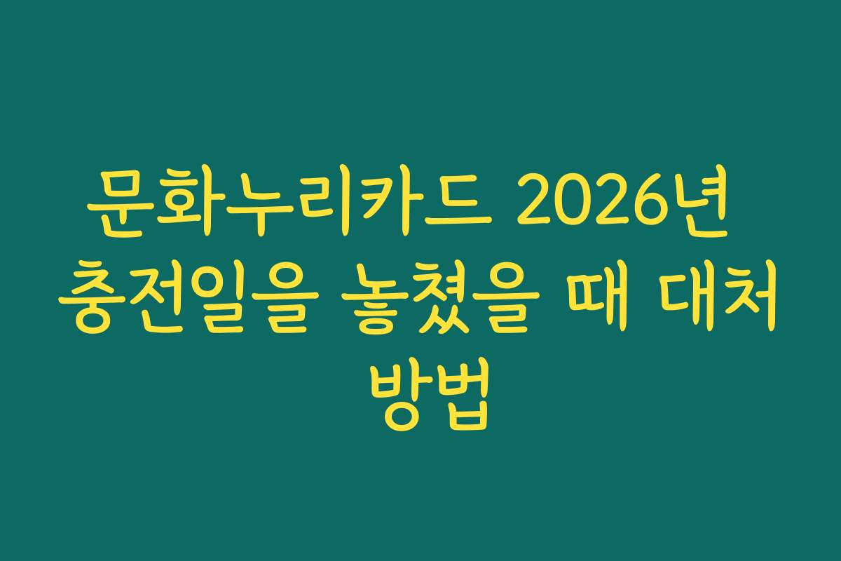 문화누리카드 2026년 충전일을 놓쳤을 때 대처 방법