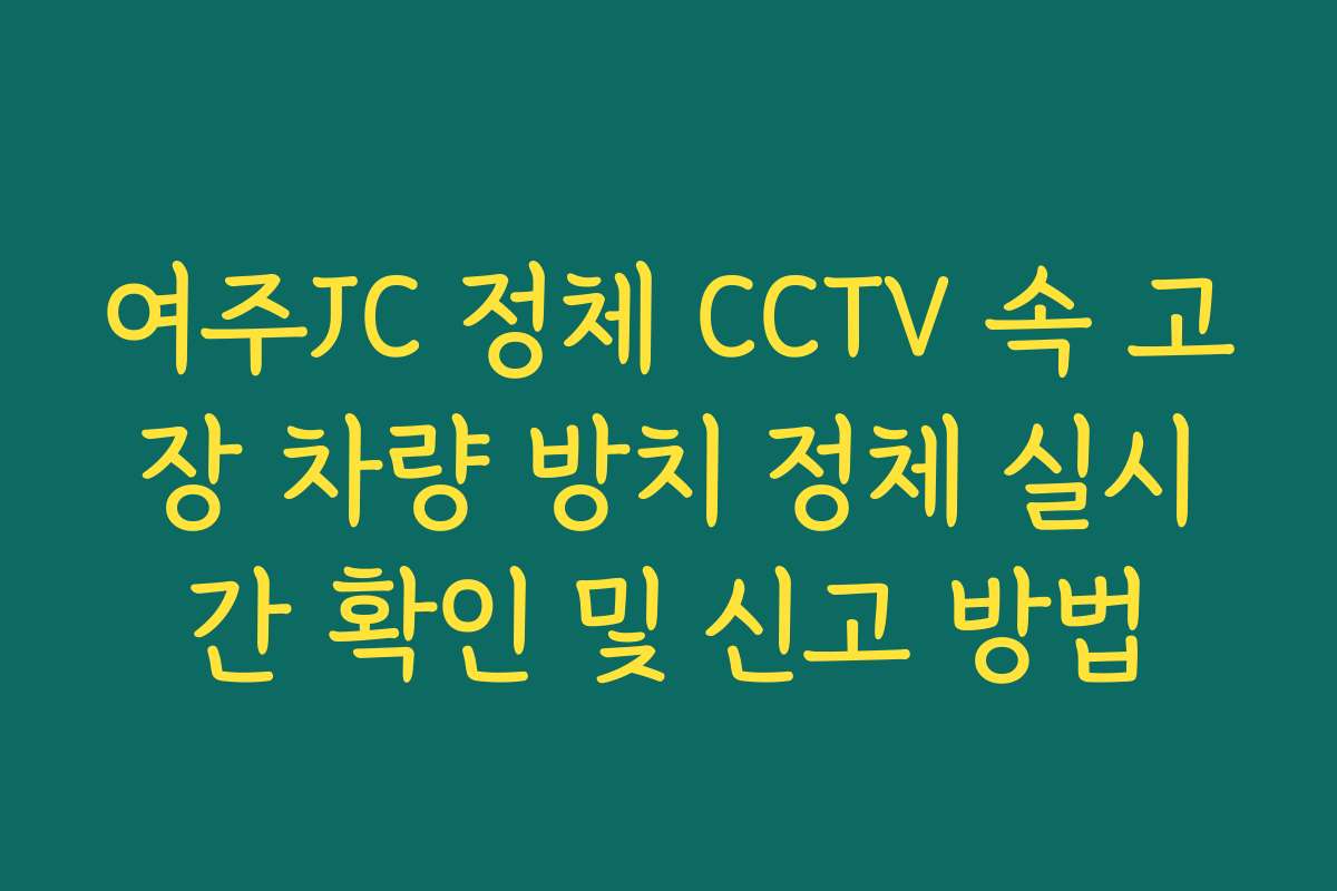 여주JC 정체 CCTV 속 고장 차량 방치 정체 실시간 확인 및 신고 방법