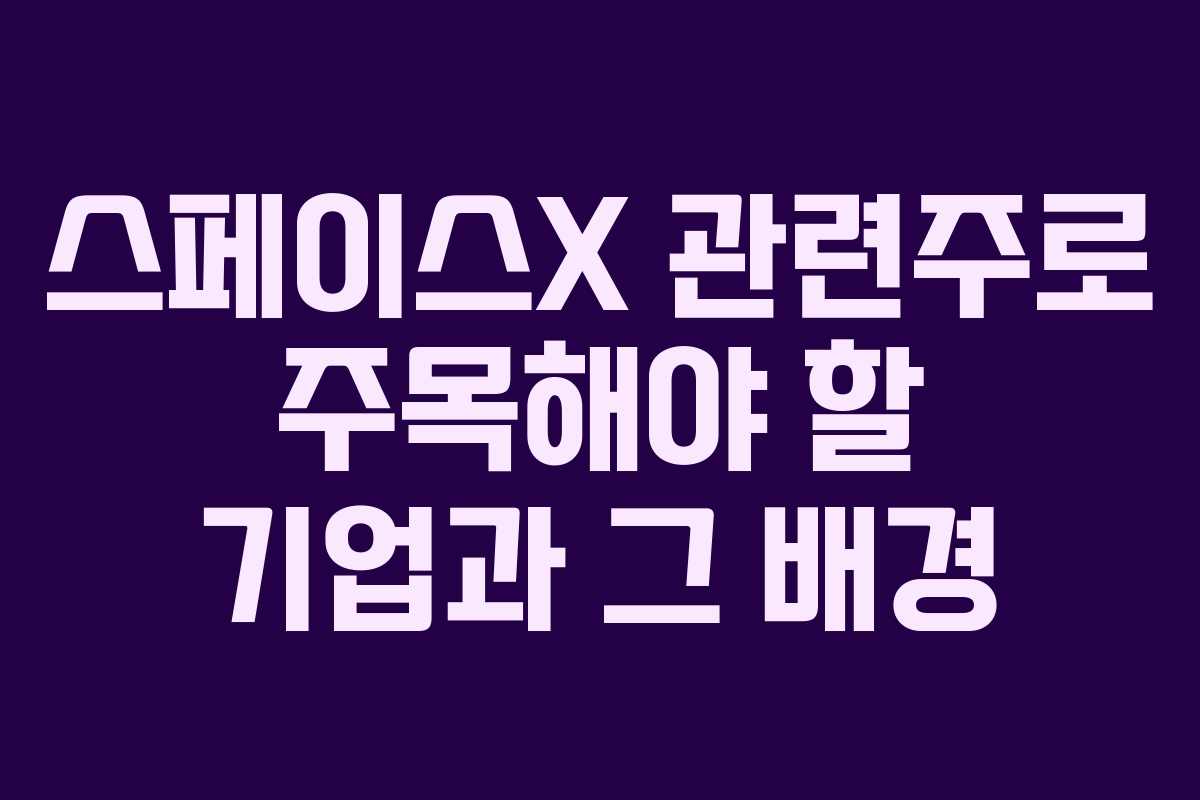 스페이스X 관련주로 주목해야 할 기업과 그 배경