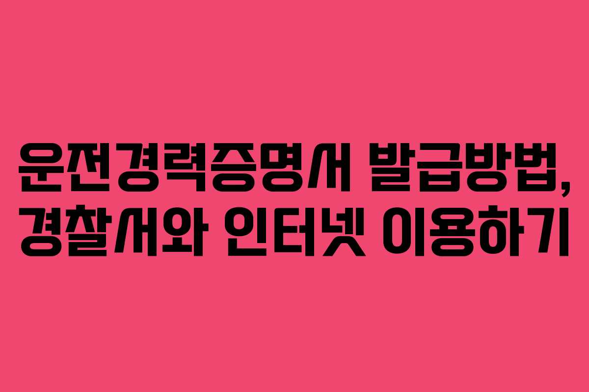 운전경력증명서 발급방법, 경찰서와 인터넷 이용하기 운전경력증명서 발급방법, 경찰서와 인터넷 이용하기