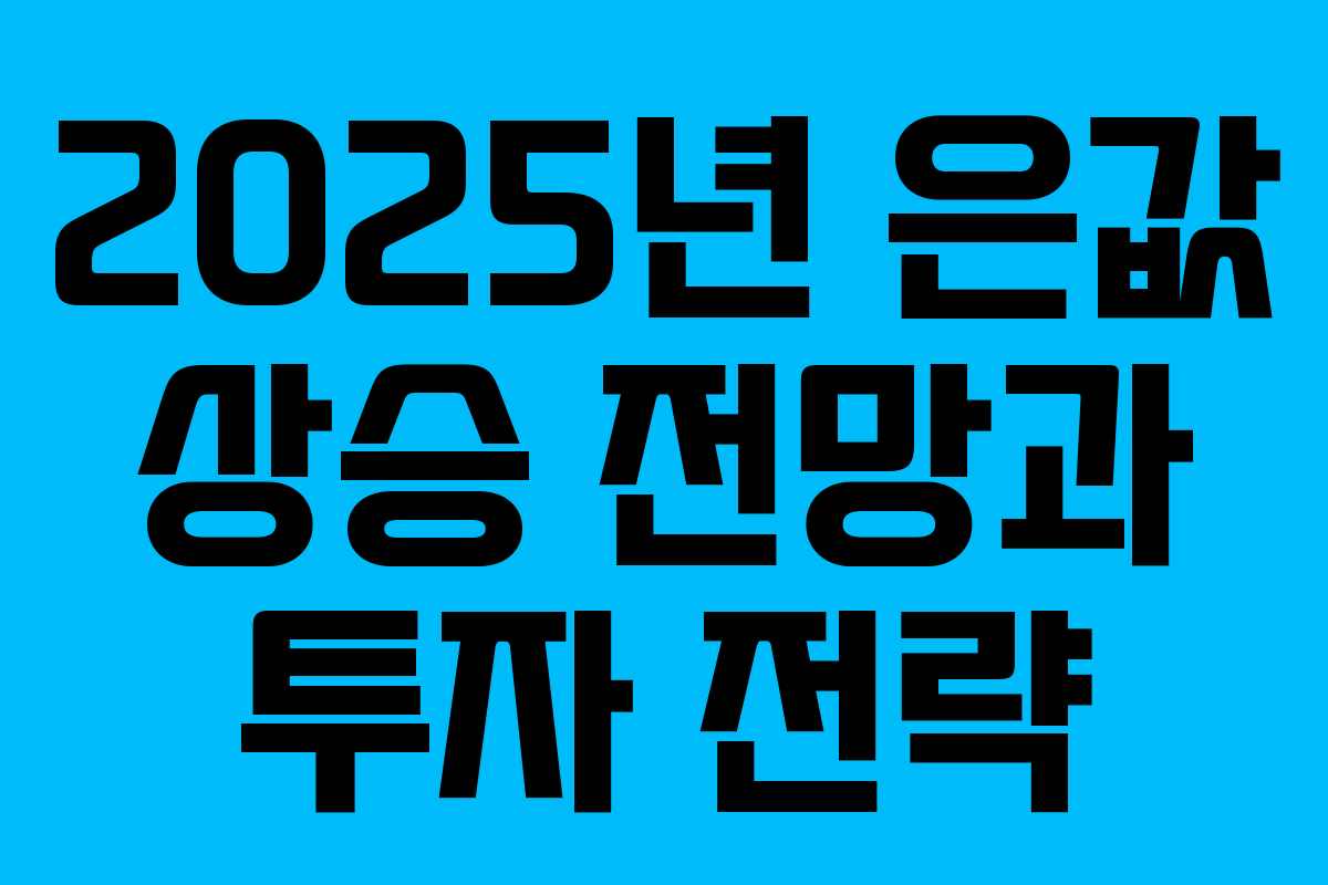2025년 은값 상승 전망과 투자 전략 2025년 은값 상승 전망과 투자 전략