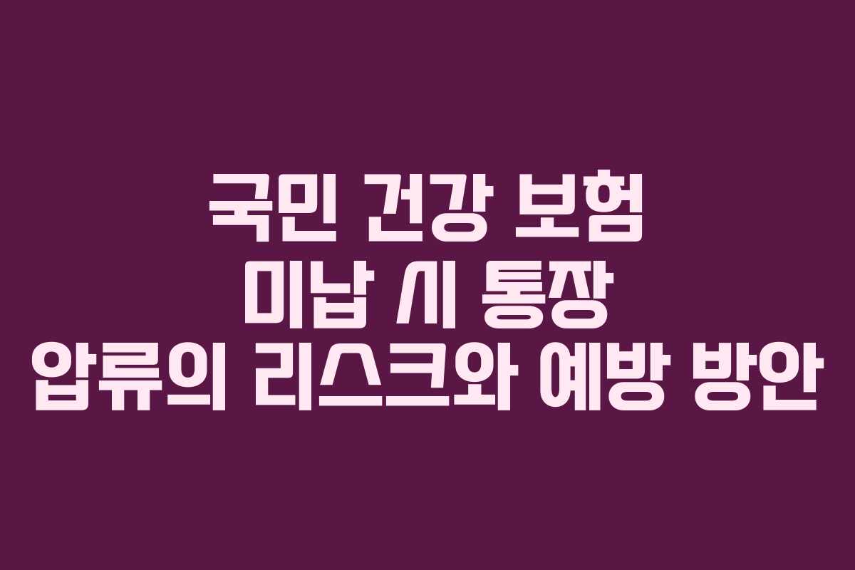 국민 건강 보험 미납 시 통장 압류의 리스크와 예방 방안