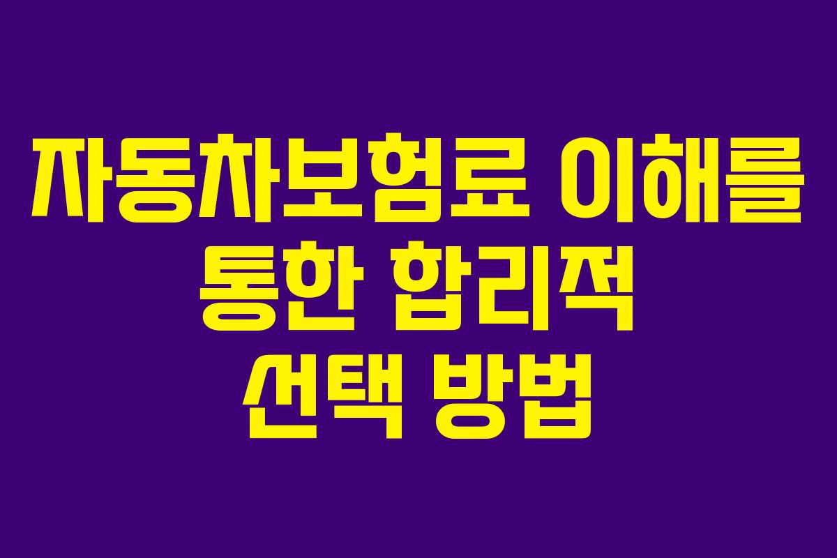 자동차보험료 이해를 통한 합리적 선택 방법