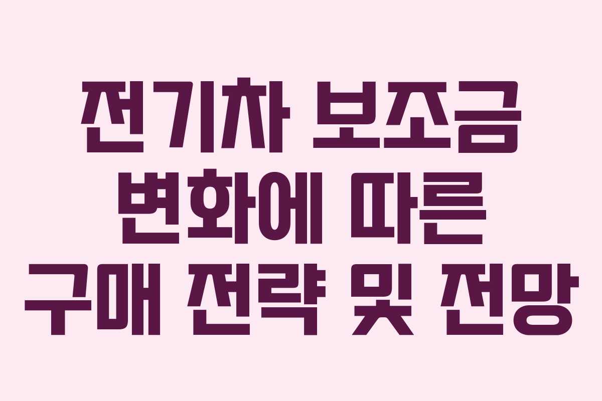 전기차 보조금 변화에 따른 구매 전략 및 전망
