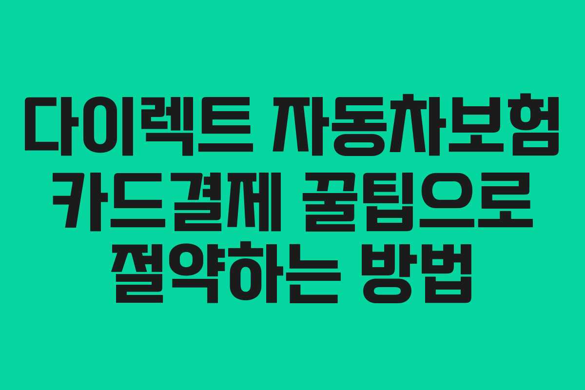 다이렉트 자동차보험 카드결제 꿀팁으로 절약하는 방법