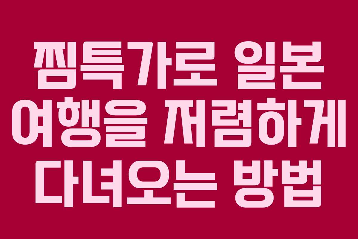 찜특가로 일본 여행을 저렴하게 다녀오는 방법