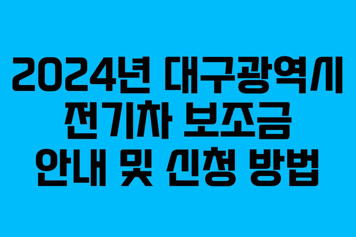 2024년 대구광역시 전기차 보조금 안내 및 신청 방법