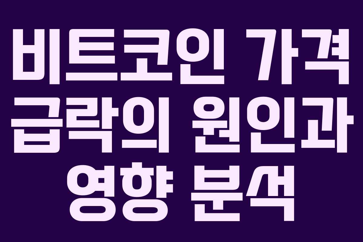 비트코인 가격 급락의 원인과 영향 분석