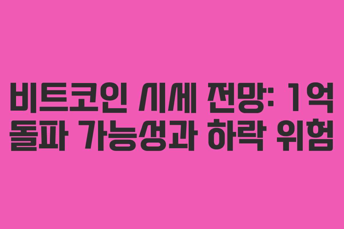 비트코인 시세 전망: 1억 돌파 가능성과 하락 위험