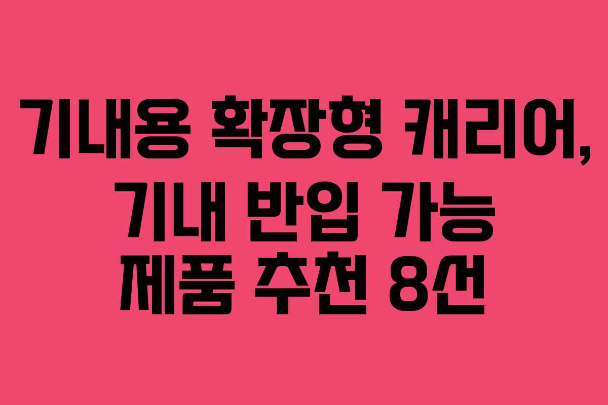 기내용 확장형 캐리어, 기내 반입 가능 제품 추천 8선