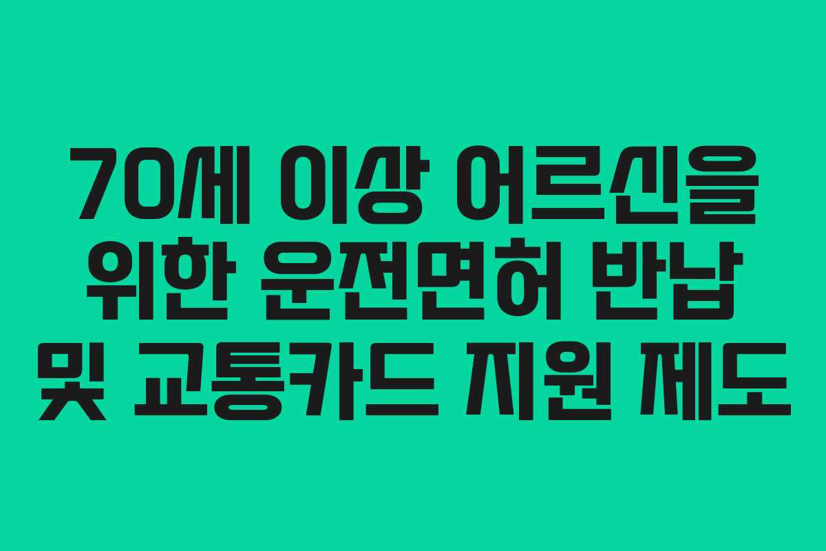 70세 이상 어르신을 위한 운전면허 반납 및 교통카드 지원 제도