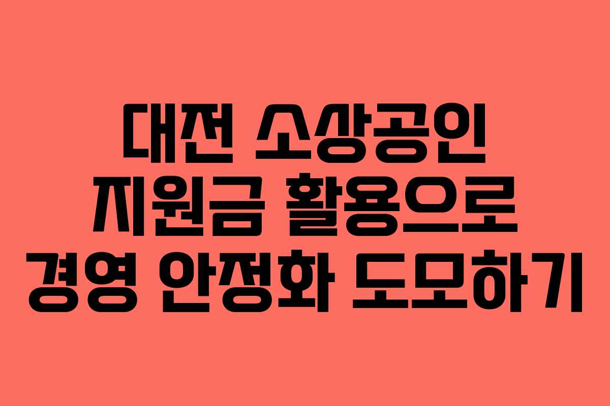 대전 소상공인 지원금 활용으로 경영 안정화 도모하기