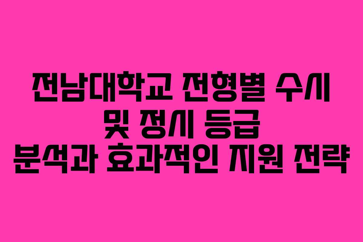 전남대학교 전형별 수시 및 정시 등급 분석과 효과적인 지원 전략