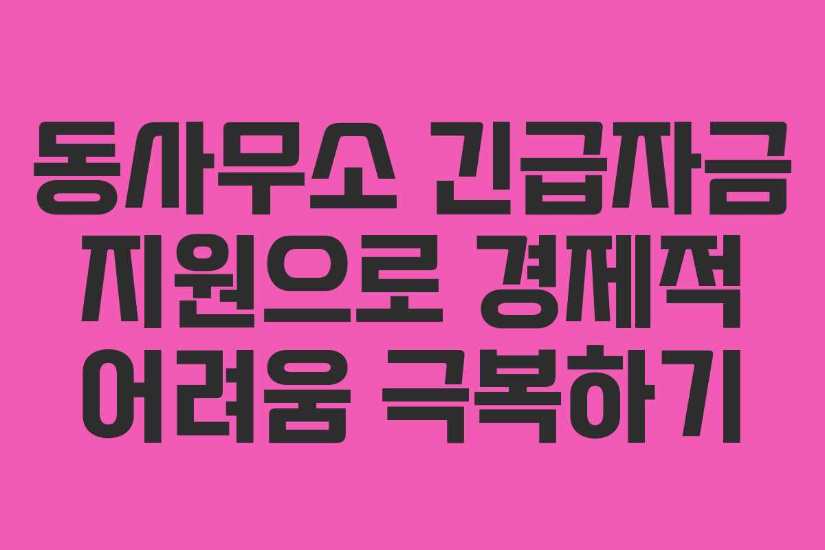 동사무소 긴급자금 지원으로 경제적 어려움 극복하기