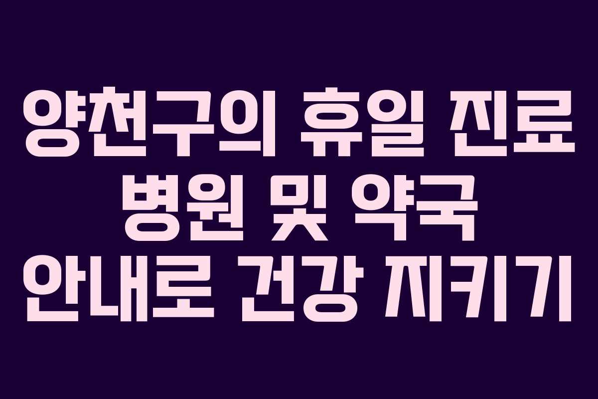 양천구의 휴일 진료 병원 및 약국 안내로 건강 지키기