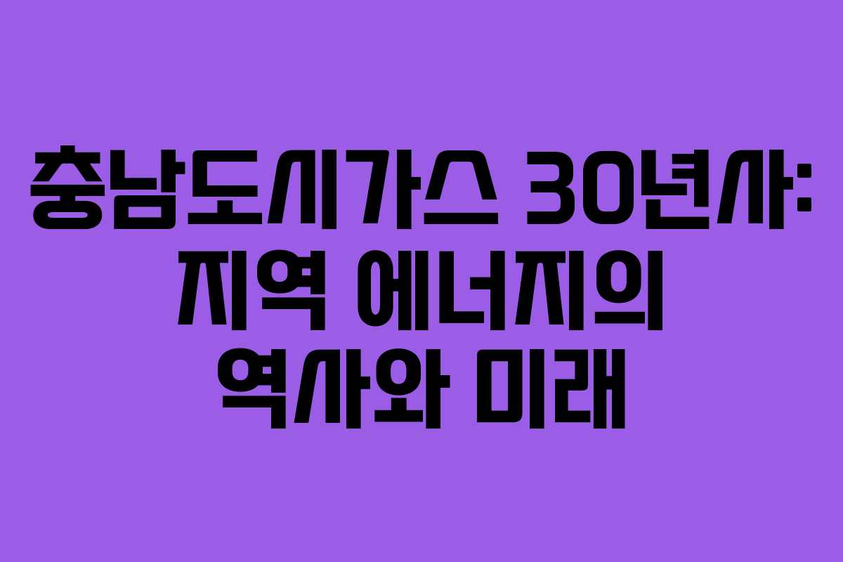 충남도시가스 30년사: 지역 에너지의 역사와 미래