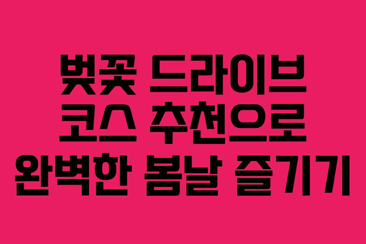 벚꽃 드라이브 코스 추천으로 완벽한 봄날 즐기기 벚꽃 드라이브 코스 추천으로 완벽한 봄날 즐기기