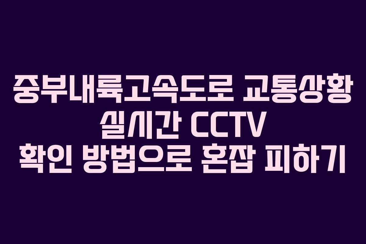 중부내륙고속도로 교통상황 실시간 CCTV 확인 방법으로 혼잡 피하기 중부내륙고속도로 교통상황 실시간 CCTV 확인 방법으로 혼잡 피하기