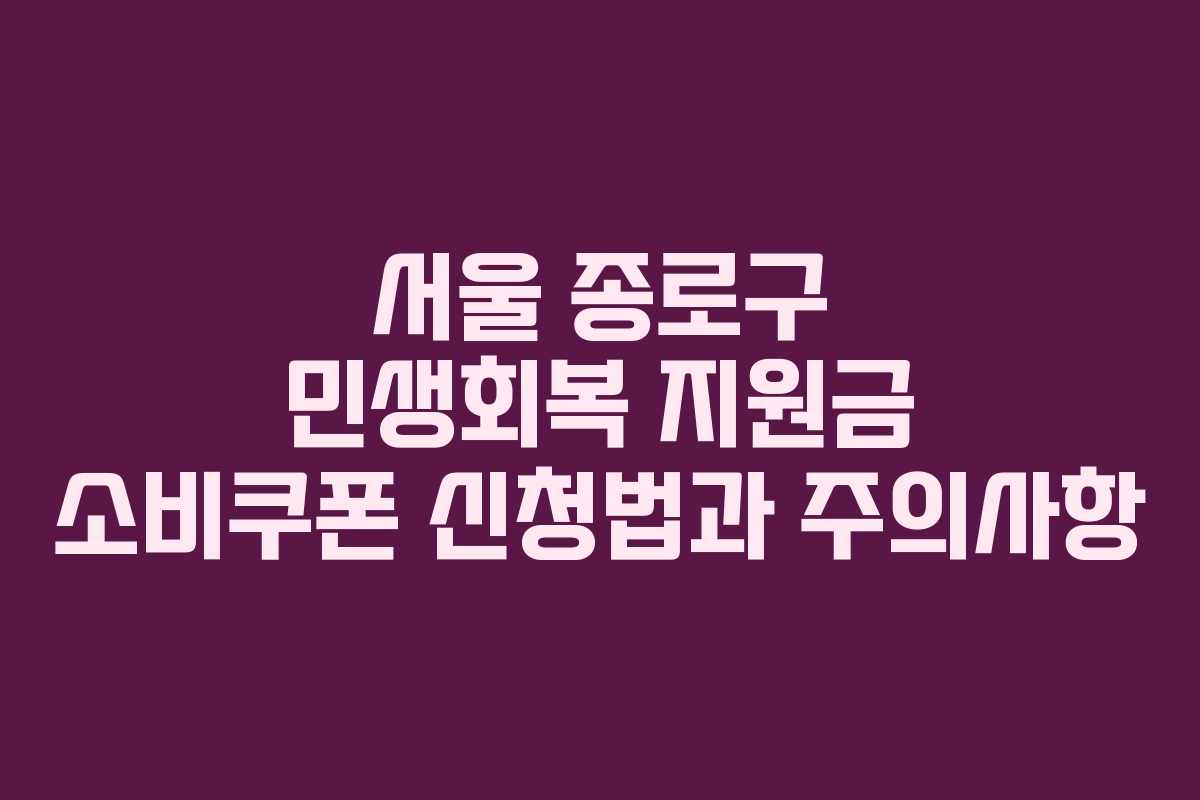 서울 종로구 민생회복 지원금 소비쿠폰 신청법과 주의사항