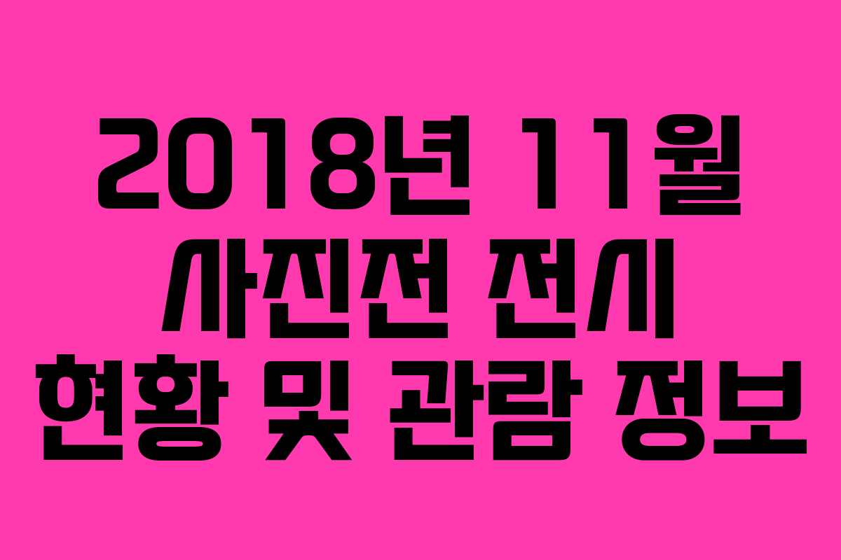 2018년 11월 사진전 전시 현황 및 관람 정보