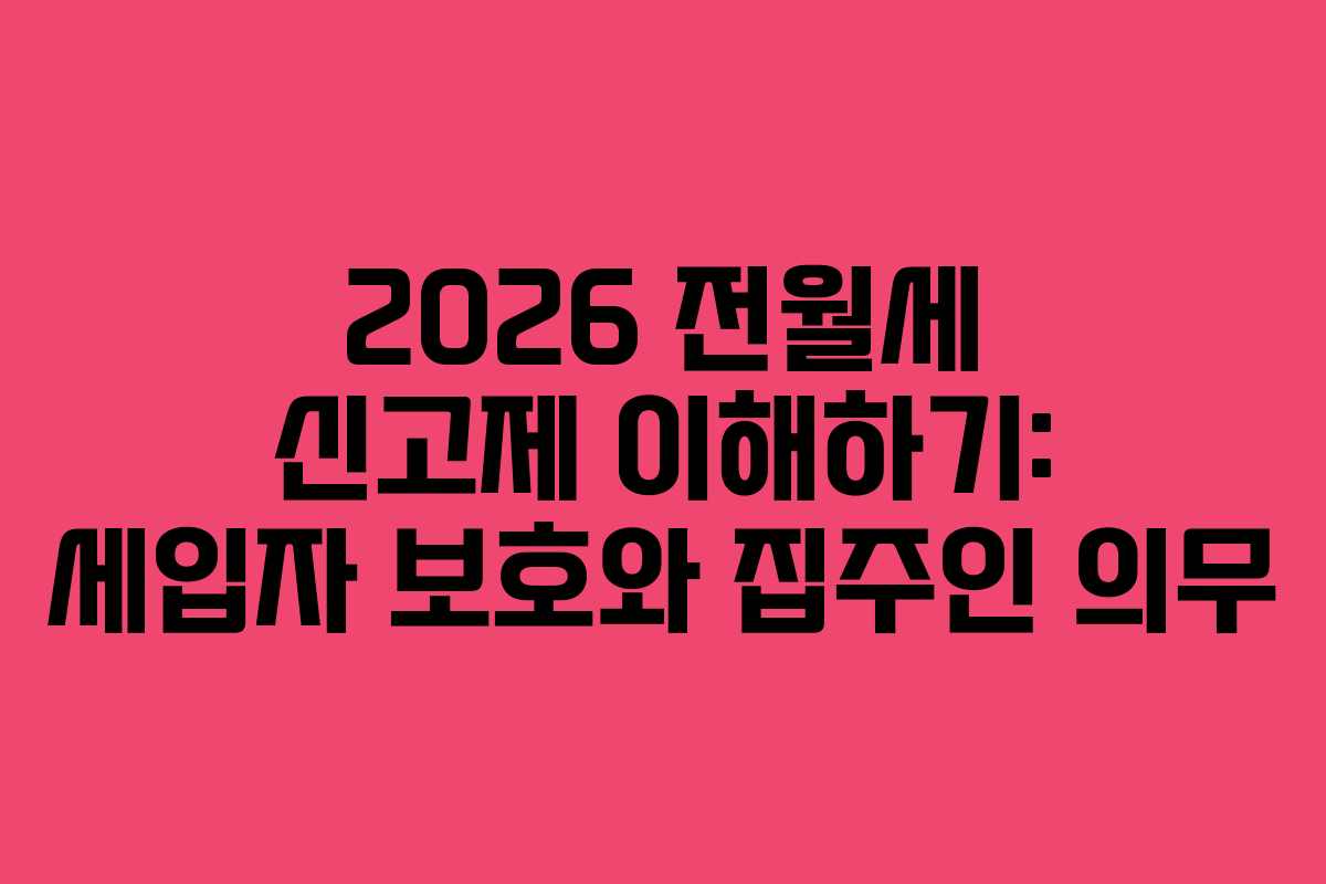 2026 전월세 신고제 이해하기: 세입자 보호와 집주인 의무