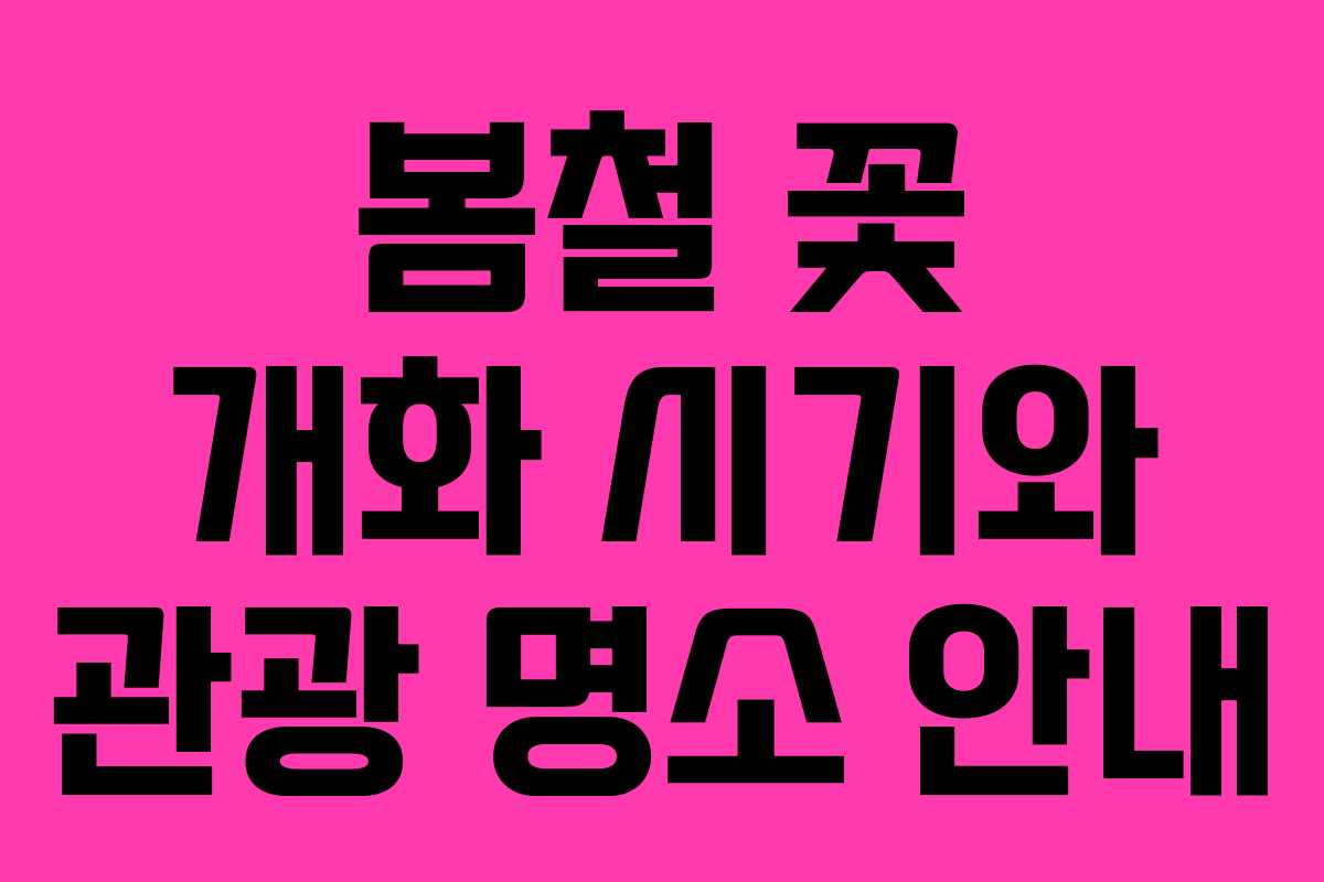 봄철 꽃 개화 시기와 관광 명소 안내 봄철 꽃 개화 시기와 관광 명소 안내