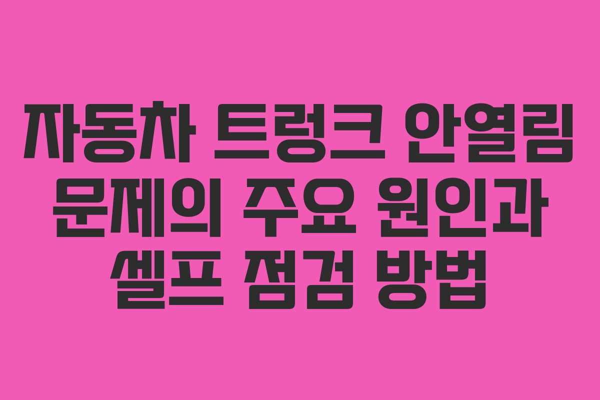 자동차 트렁크 안열림 문제의 주요 원인과 셀프 점검 방법