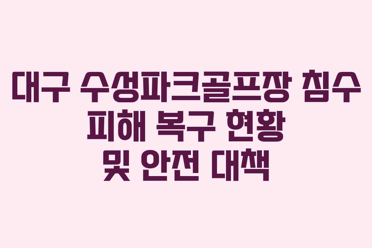 대구 수성파크골프장 침수 피해 복구 현황 및 안전 대책