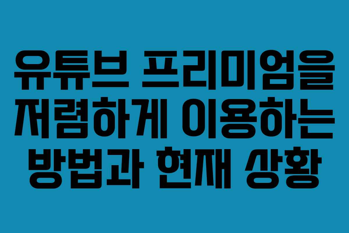 유튜브 프리미엄을 저렴하게 이용하는 방법과 현재 상황