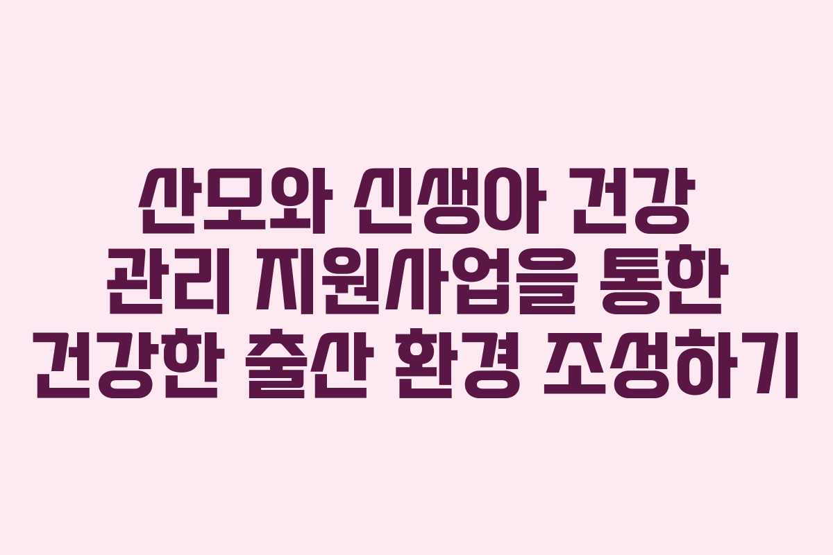 산모와 신생아 건강 관리 지원사업을 통한 건강한 출산 환경 조성하기