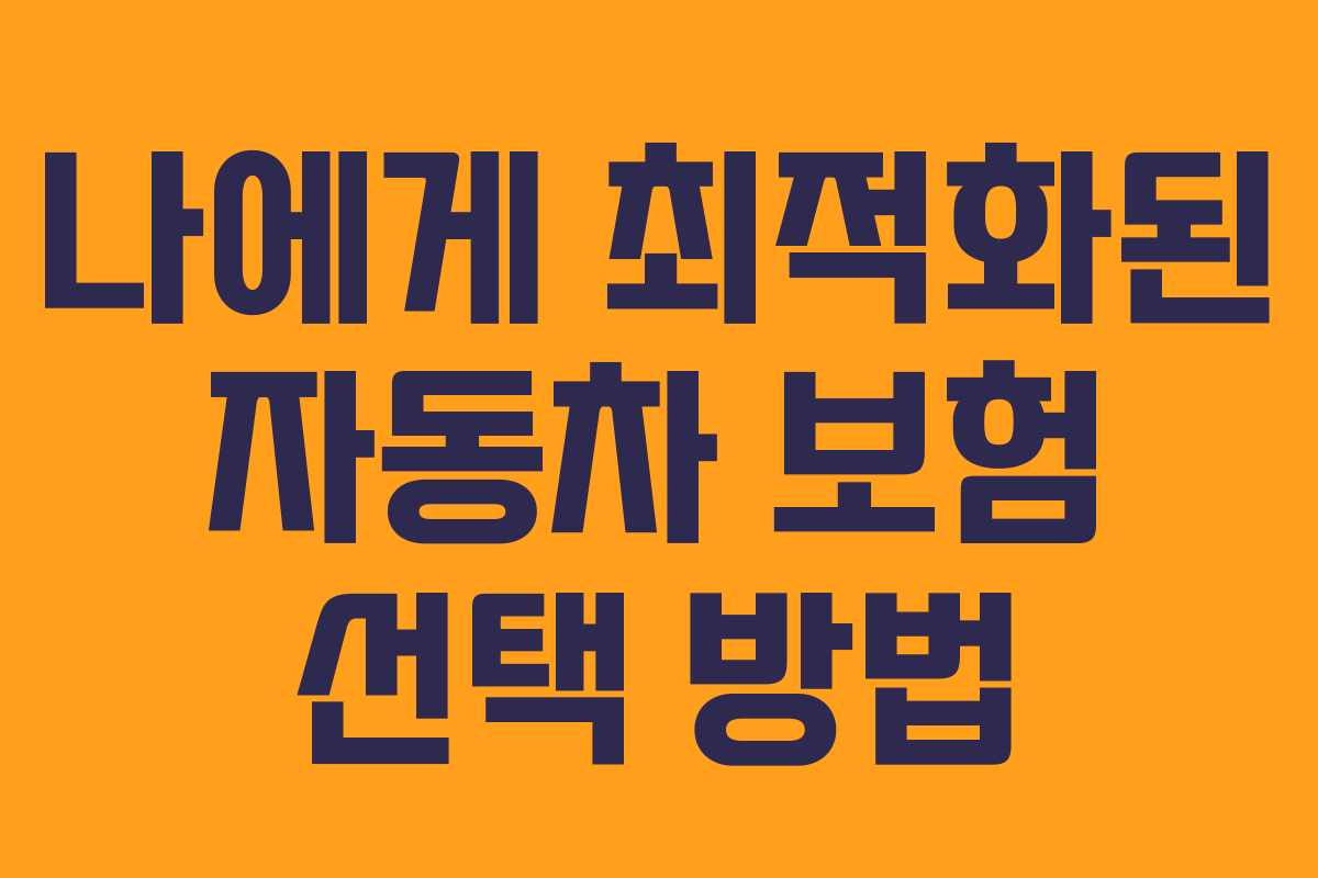 나에게 최적화된 자동차 보험 선택 방법