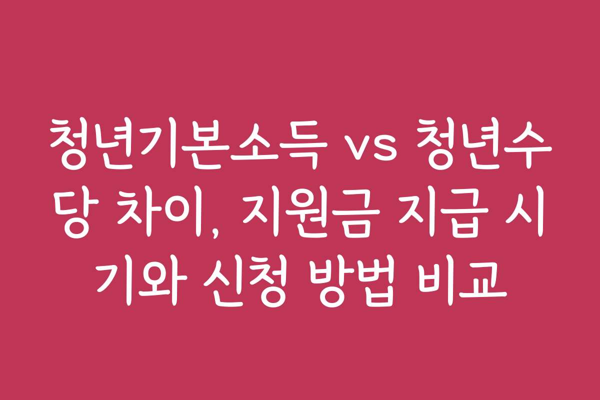 청년기본소득 vs 청년수당 차이, 지원금 지급 시기와 신청 방법 비교