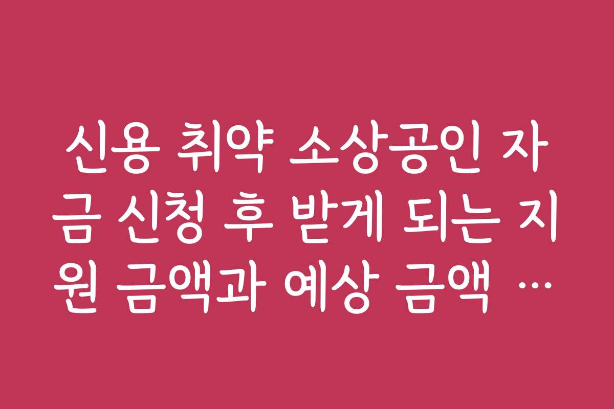 신용 취약 소상공인 자금 신청 후 받게 되는 지원 금액과 예상 금액 산출법